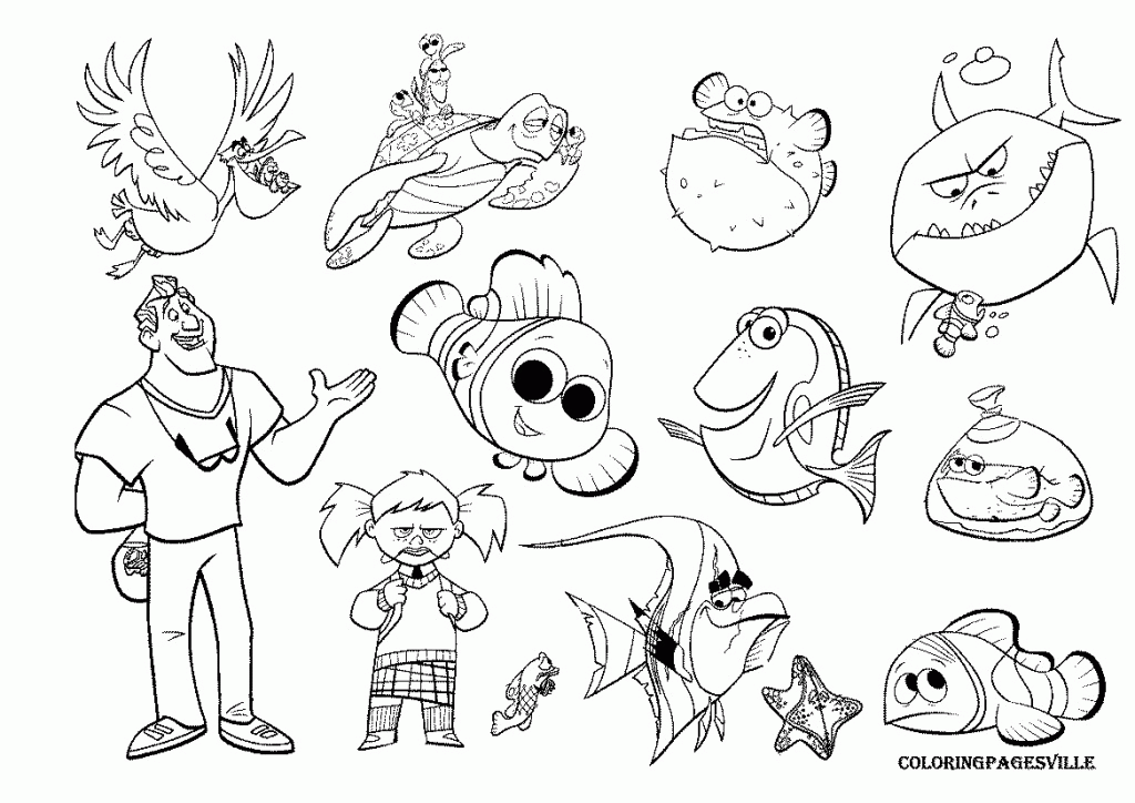 Finding Nemo Characters Coloring Pages Clip Art Library