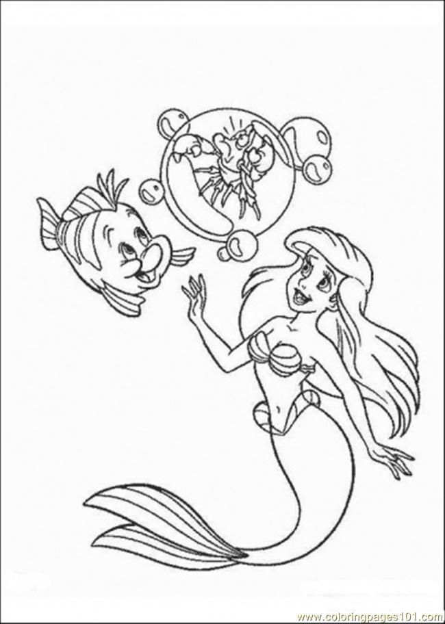 printable coloring page ariel meets some friends cartoons