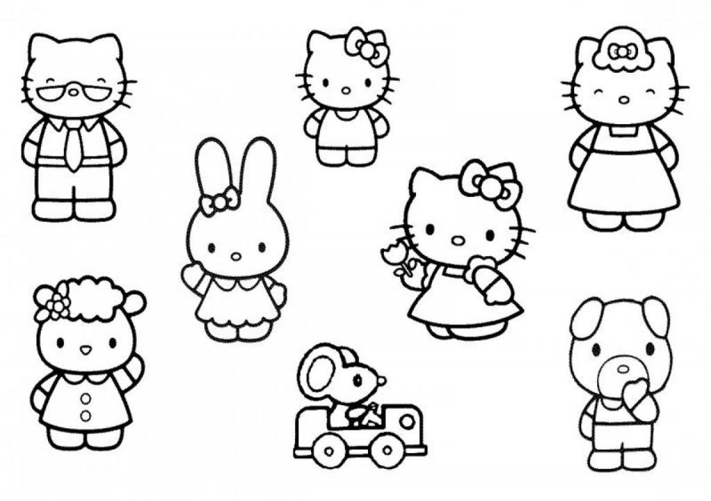 Funny Hello Kitty Friends And Family Coloring Pages 