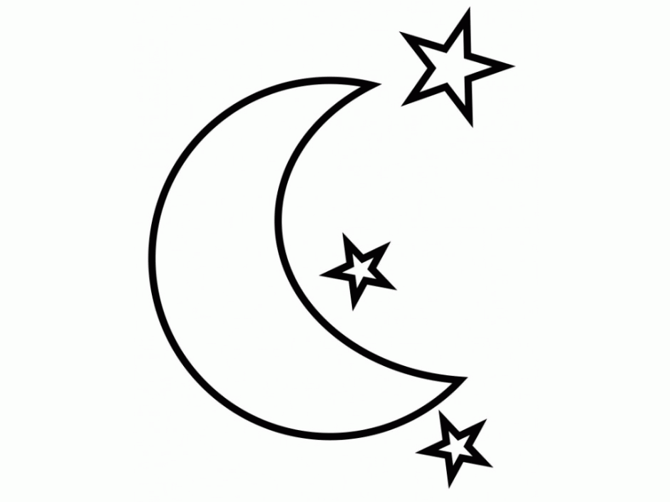 Moon And Stars Coloring Page Astronomy 