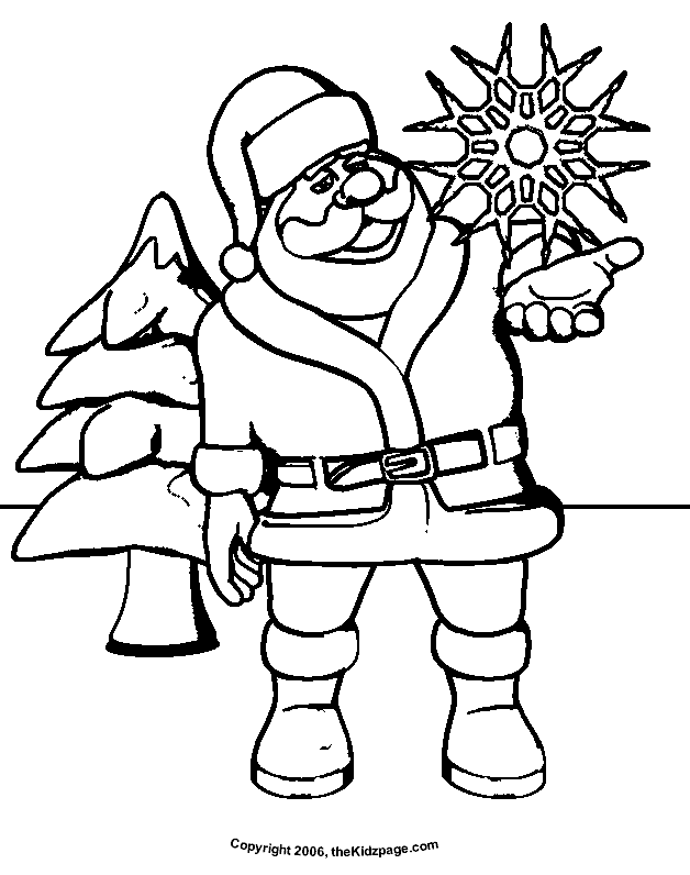 Santa Claus and Snowflake Free| Coloring Pages for Kids 