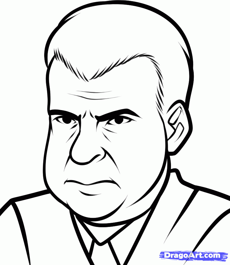 How to Draw Richard Nixon, Step by Step, Stars, People, FREE