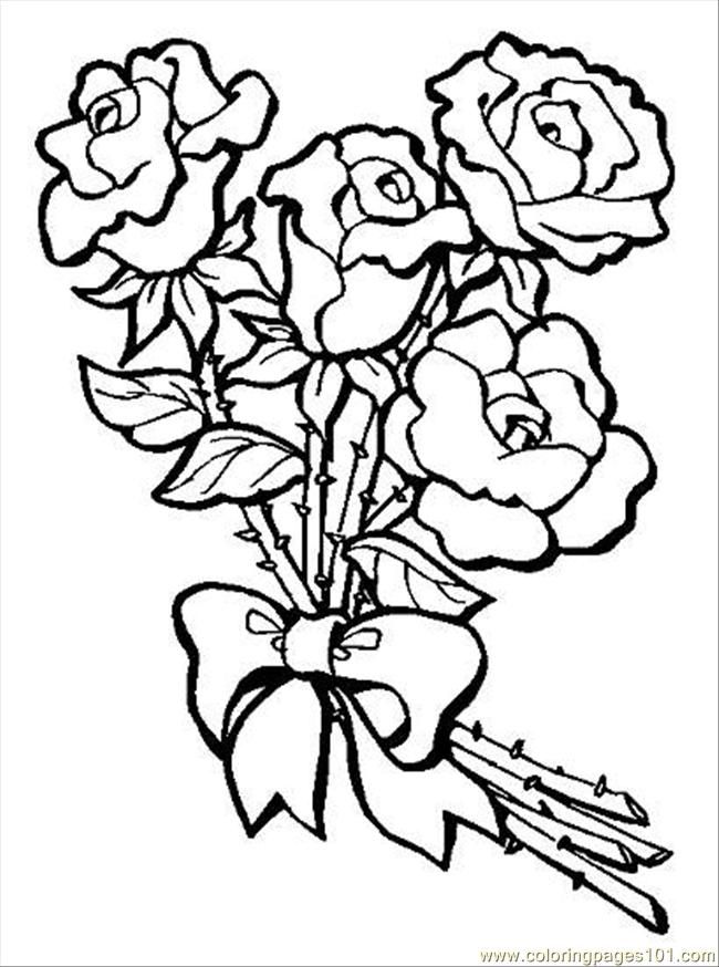 Coloring Pages S Bouquet Of Roses.preview (Natural World  Flowers