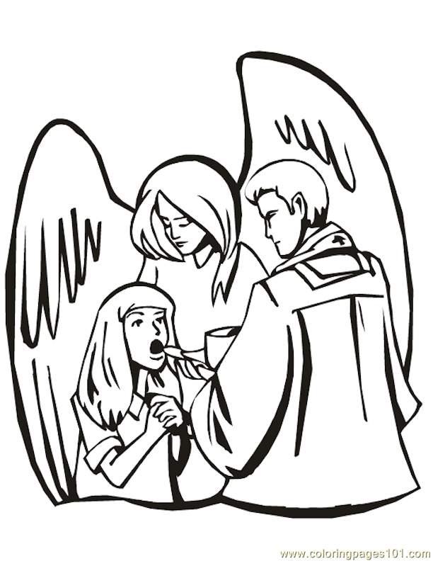 Coloring Page Angels 4 (Other  Religions) | free printable