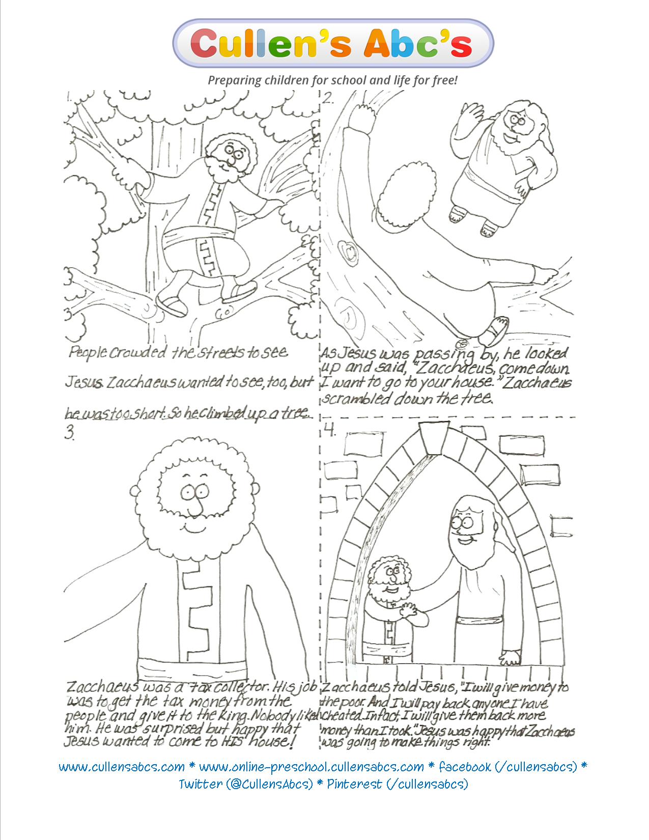 Free Zacchaeus Coloring Page Kids Download Free Zacchaeus Coloring