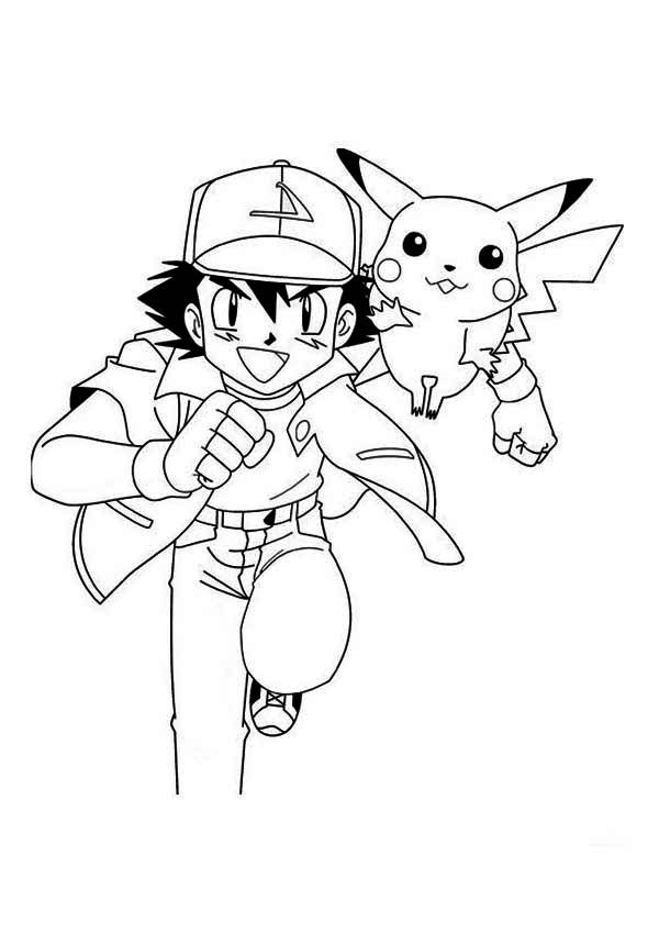 ash and pikachu coloring pages | High Quality Coloring Pages