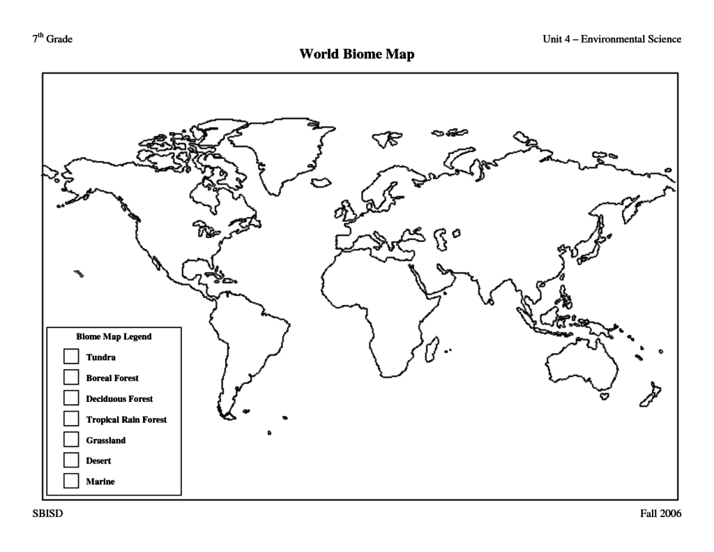 World Biome Map Coloring Worksheet