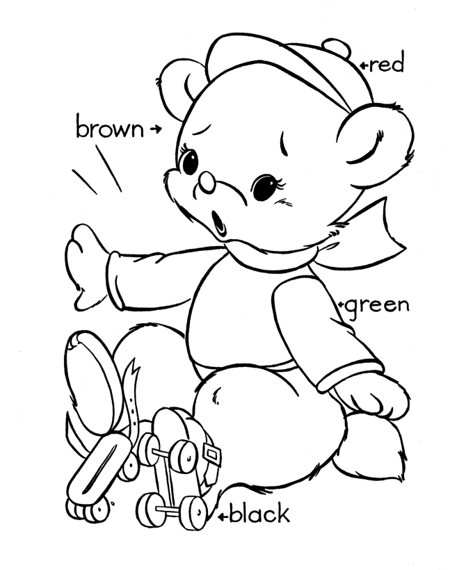 Teddy Bear Coloring Pages | Skating Teddy Bear Coloring sheet