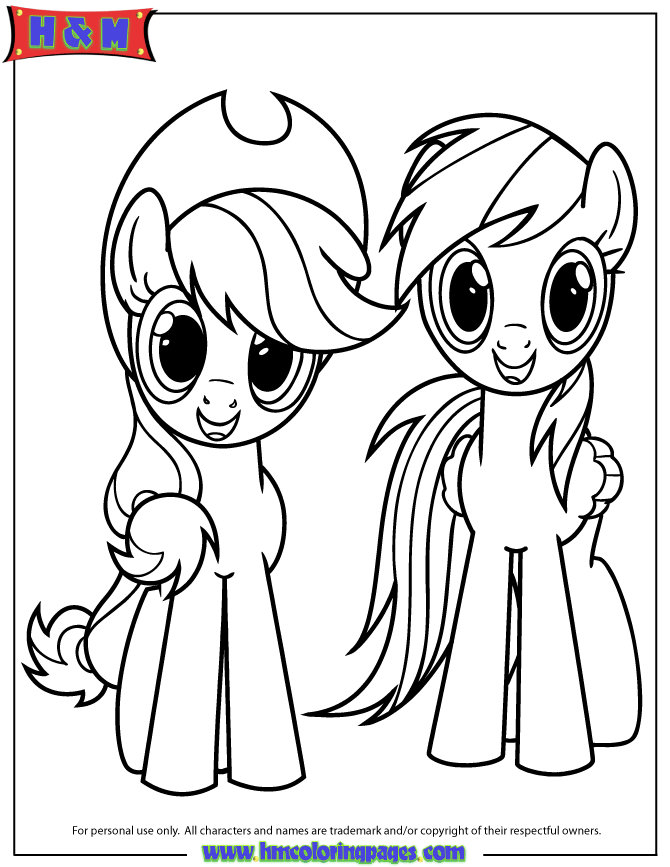 Applejack And Rainbow Dash Coloring Page | Free Printable Coloring