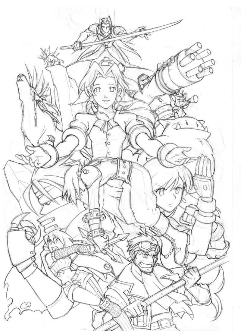 Final Fantasy 7 -sketch- by edwardgan