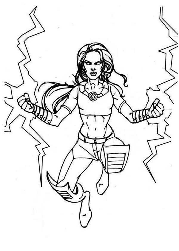 X Men Angry Storm Coloring Page - Free  Printable Coloring Pages