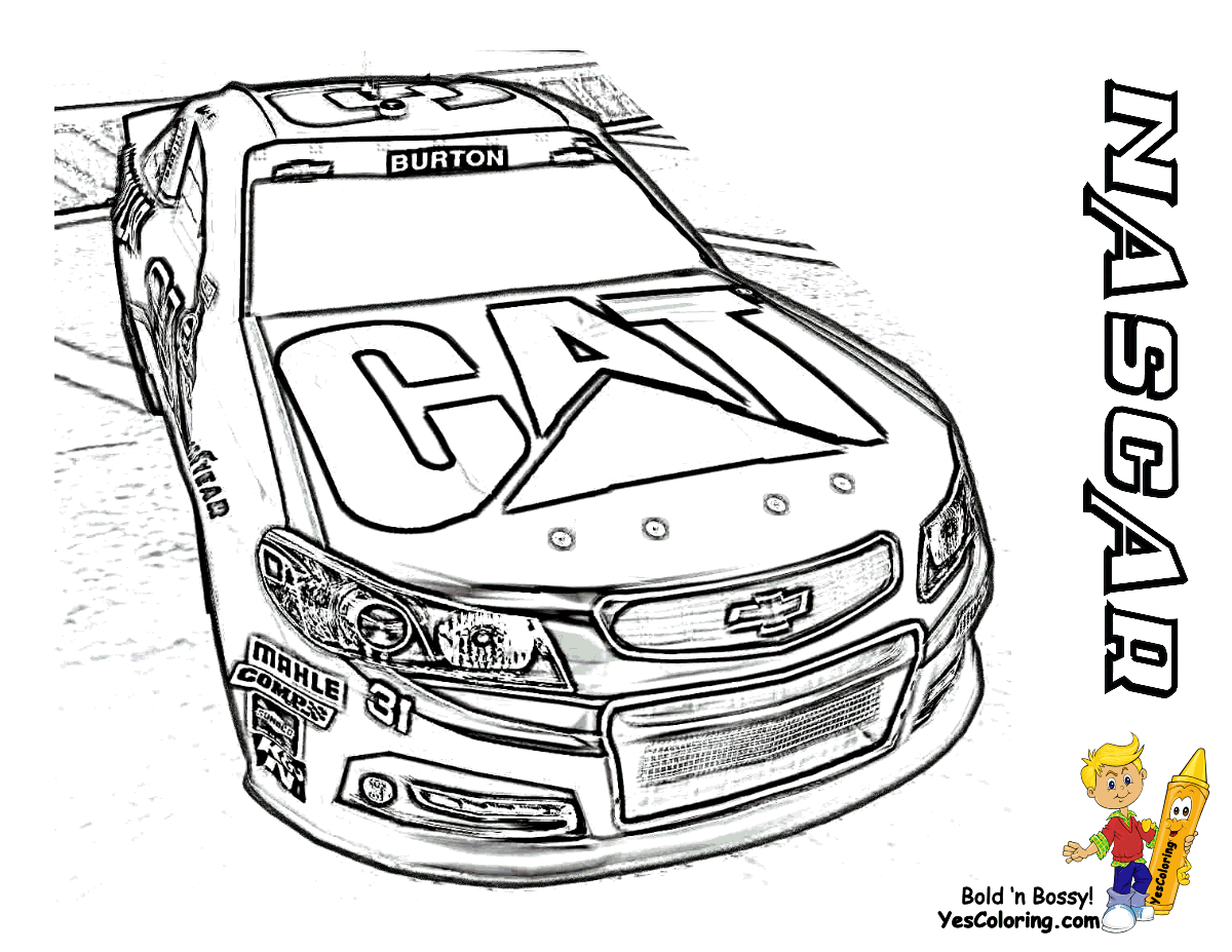 Full Force Race Car Coloring Pages | Free | NASCAR | Sports Car