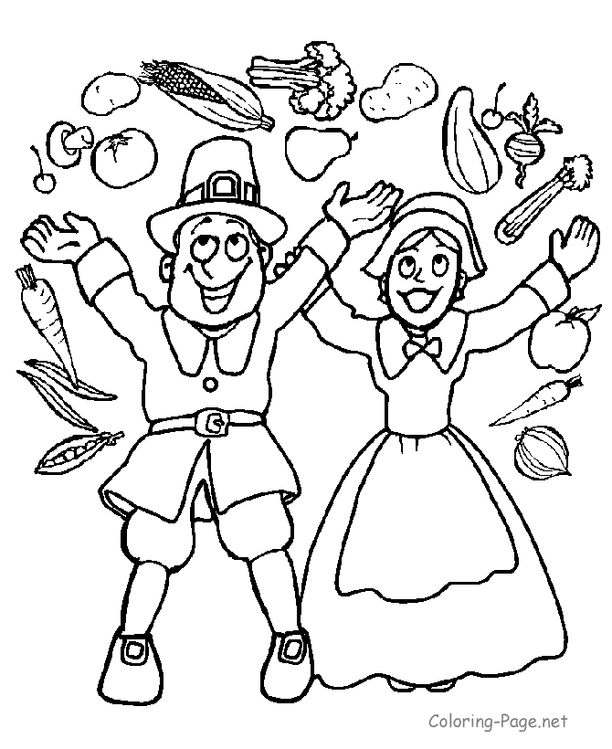 coloring pages - Pilgrim couple 2