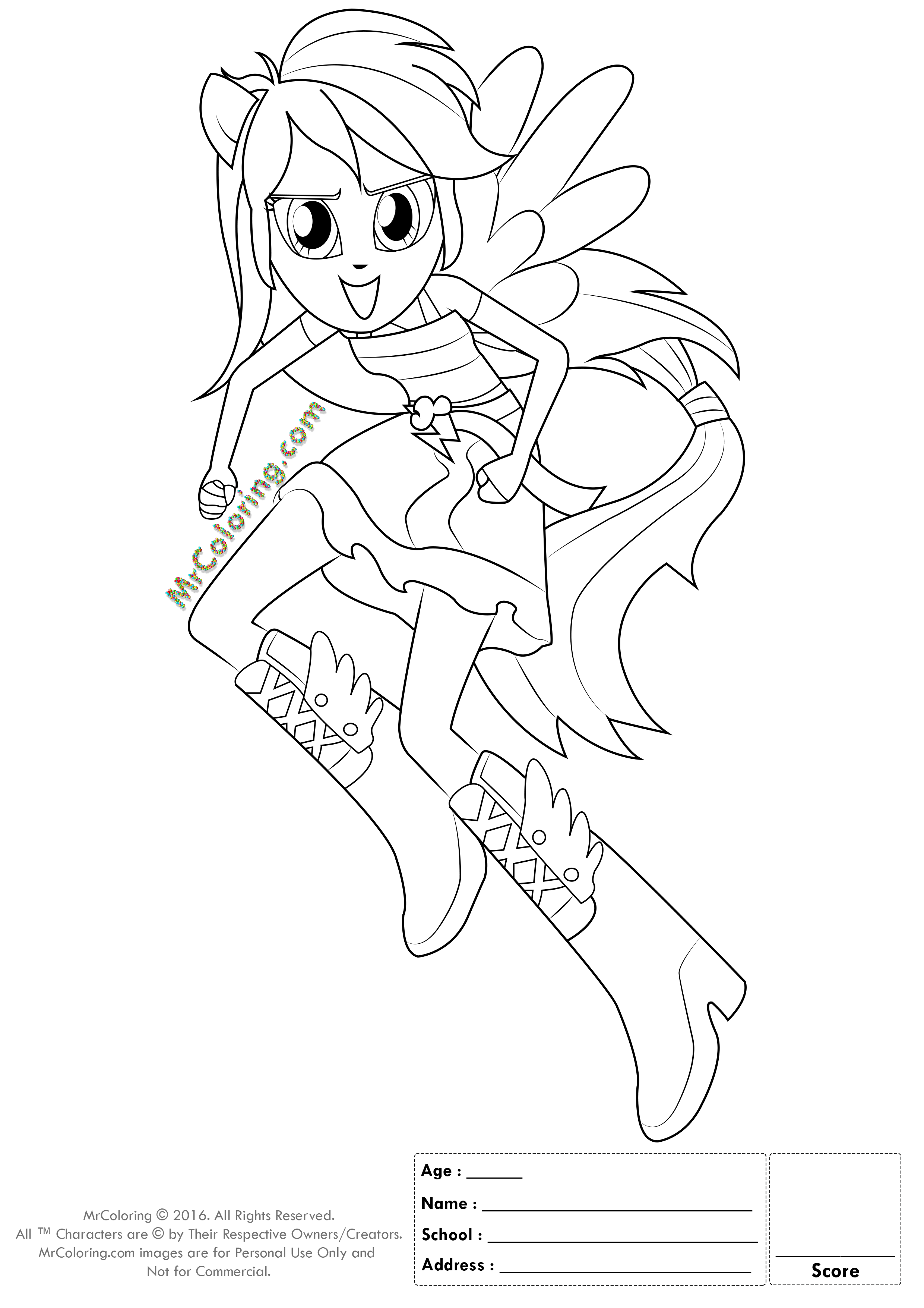 MLP Rainbow Dash Equestria Girls Coloring Pages - 2 |Clipart Library