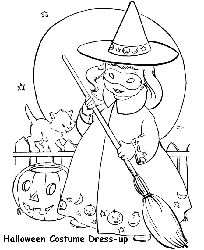 halloween girl coloring page 