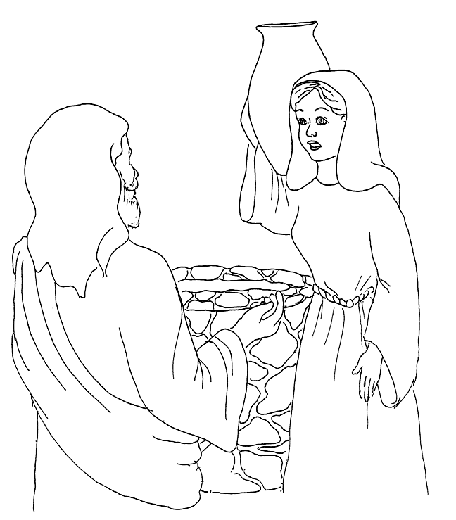 Samaritan Woman at the Well Coloring Page
