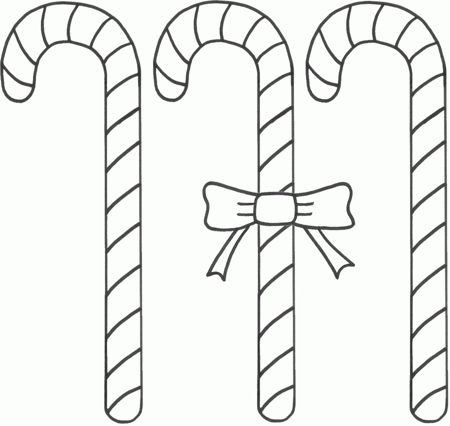 Easy to Color Candy Cane Coloring Sheets 