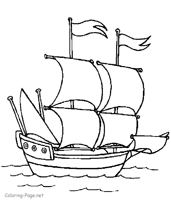 Boat coloring book pages - Columbuss ship