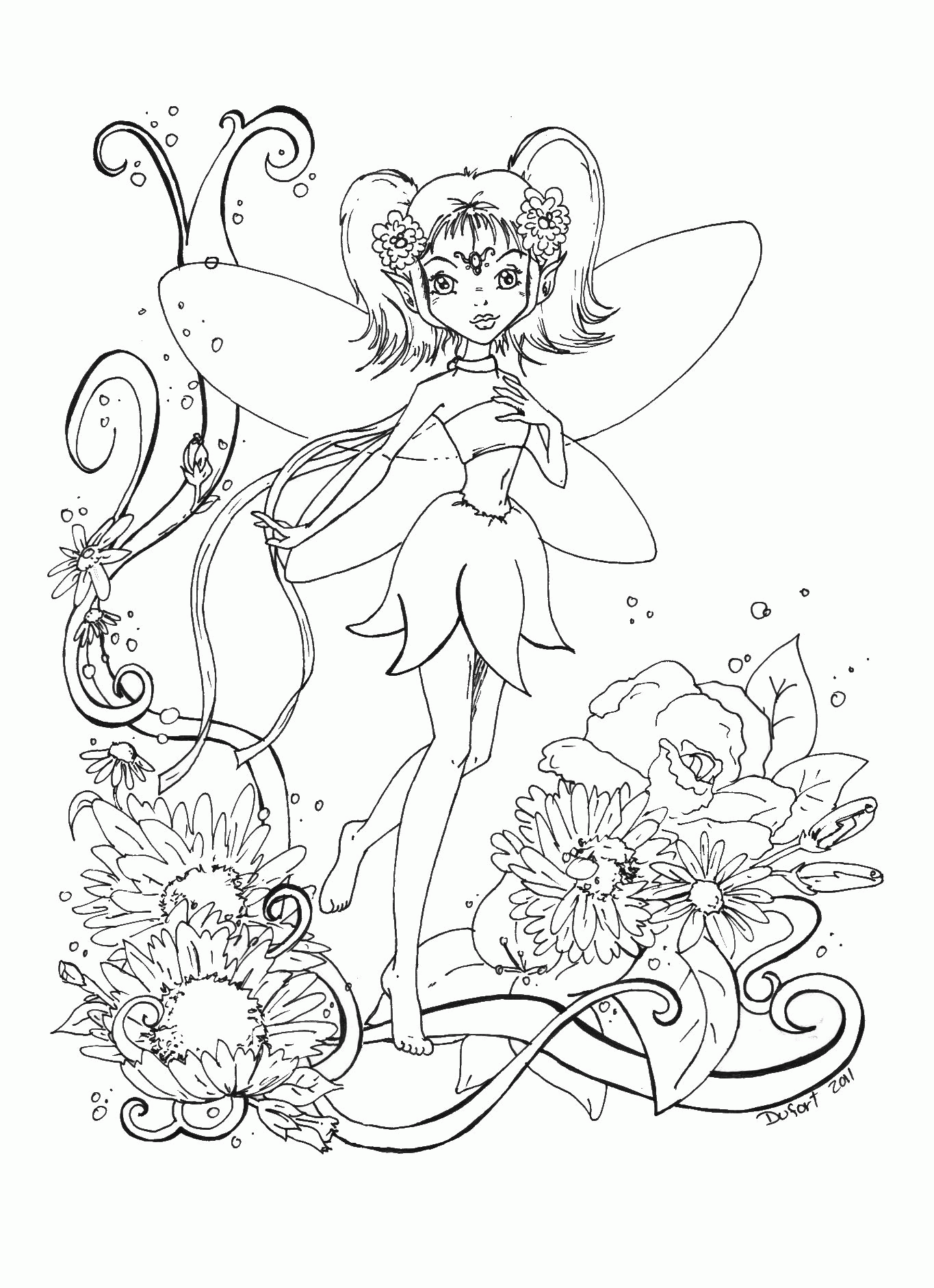 Free Beautiful Fairy Coloring Pages, Download Free Beautiful Fairy