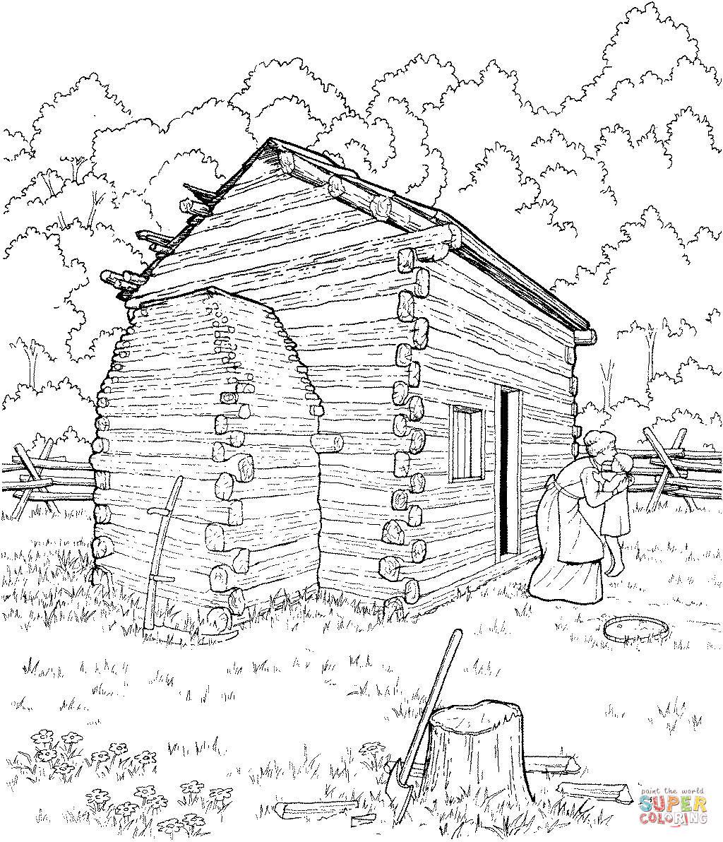 Log Cabin coloring page | Free Printable Coloring Pages