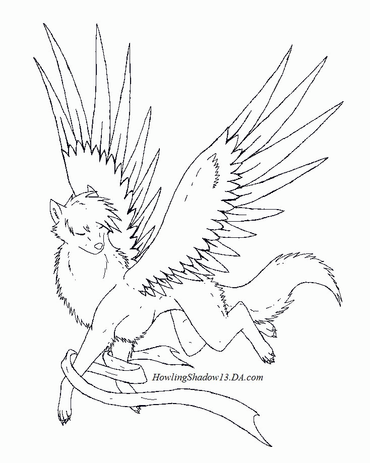 anime wolf with wings
