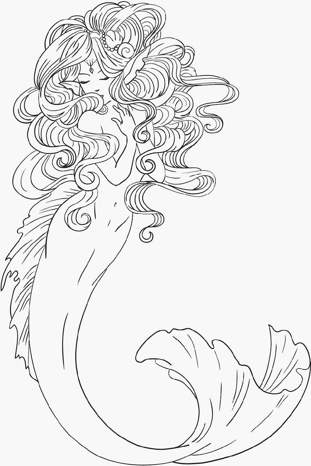 mermaid coloring pages for adults Clip Art Library