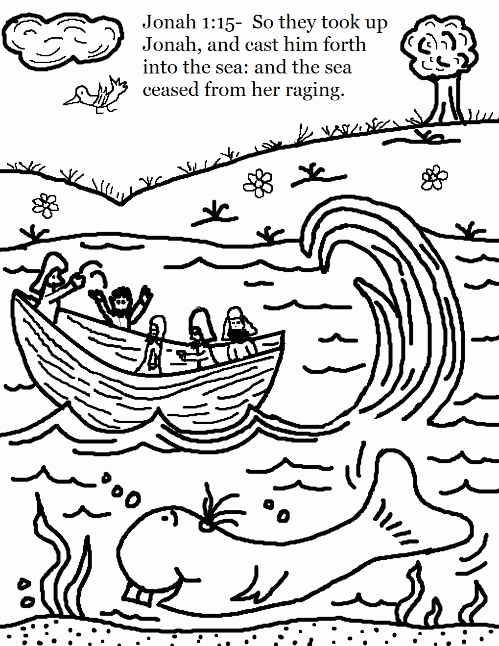 Jonah And The Whale Coloring Pages |Clipart Library