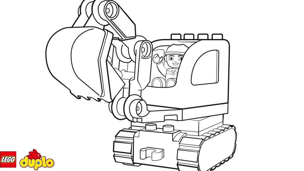 LEGO® DUPLO® Tracked excavator coloring page 