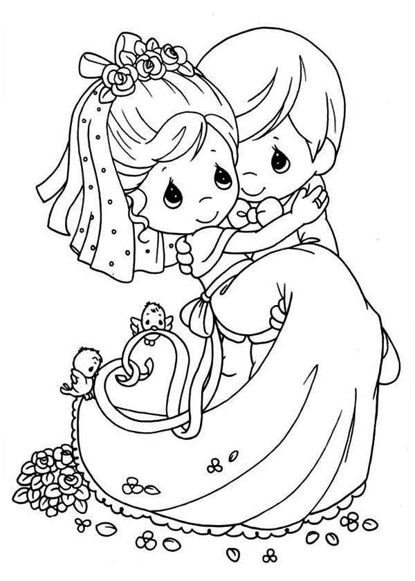 coloring pages of bride and groom
