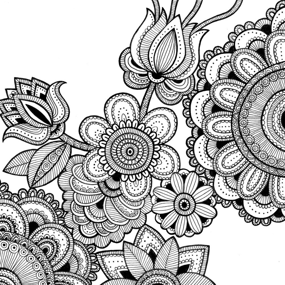 intricate flowers colouring pages - Clip Art Library