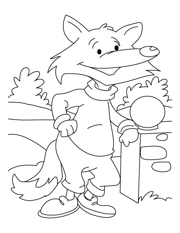 A dressed up fox waiting for someone coloring page | Download Free