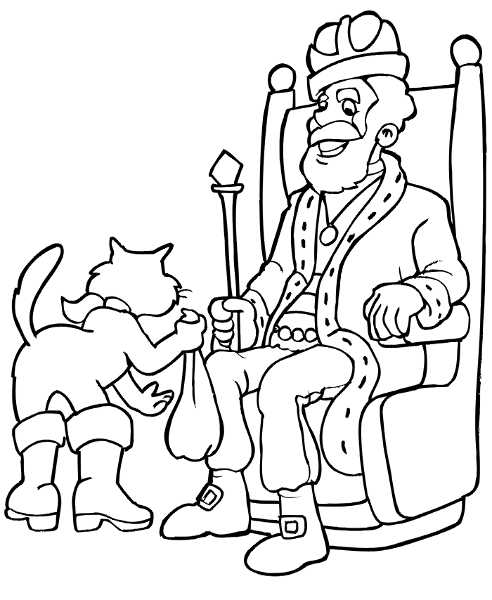 Puss In Boots Coloring Page | Puss Meeting The King