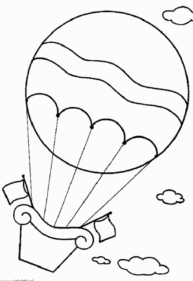 Hot Air Balloon With Flags Coloring Page  Hot