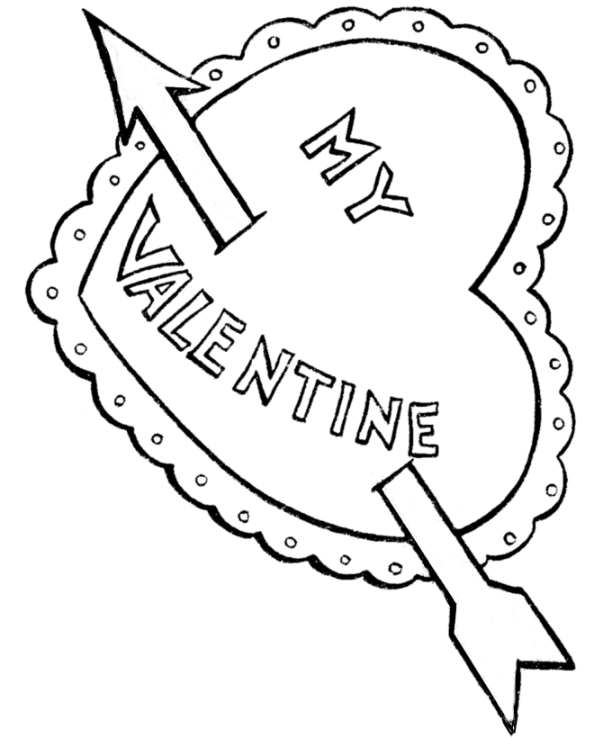 Valentines Day Hearts Coloring Pages - A big heart with an arrow