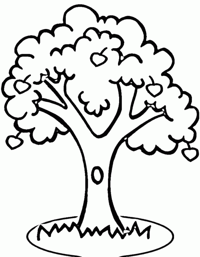 An Apple Tree And An Enclosure Coloring For Kids - Tree Coloring