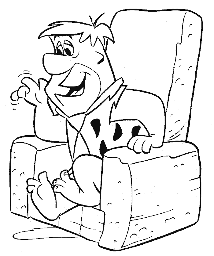 Fred Sitting On A Couch Flintstones Coloring Pages - Cartoon