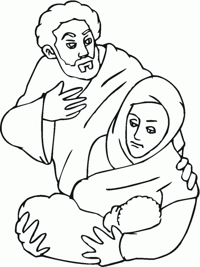 Print To Color Holy Family Coloring Page