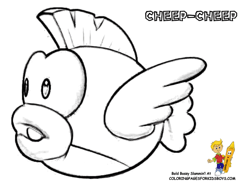 116supermariocoloringcheep Cheepat Coloring Pages Book For Kids