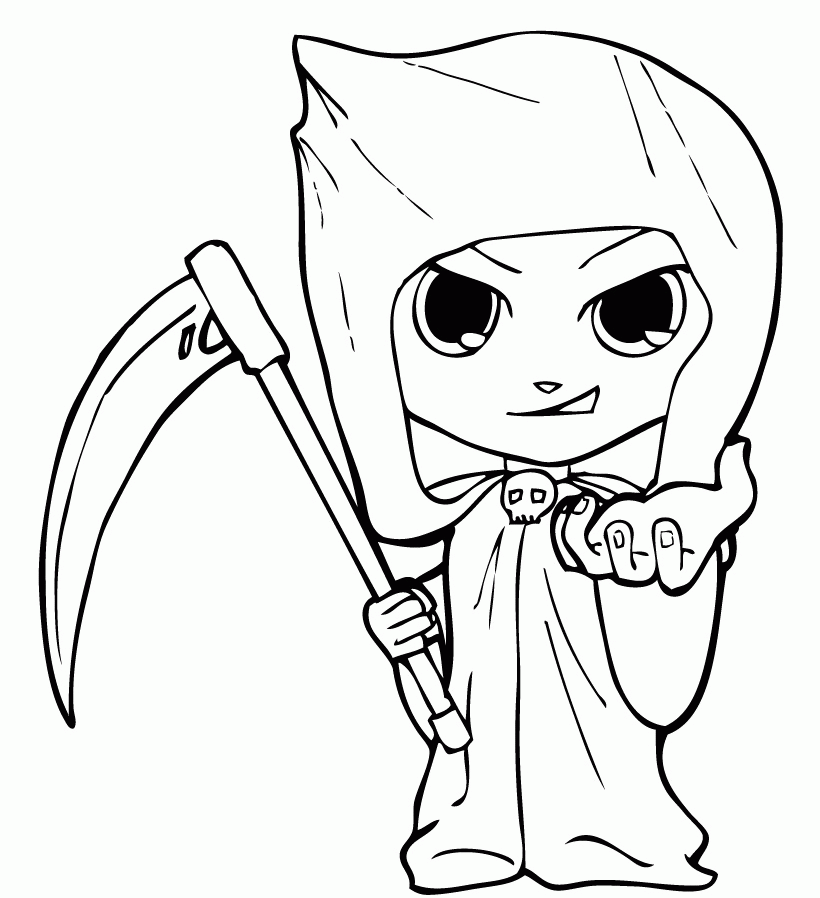 Printable Halloween Costume Grim Reaper Coloring Page - Event