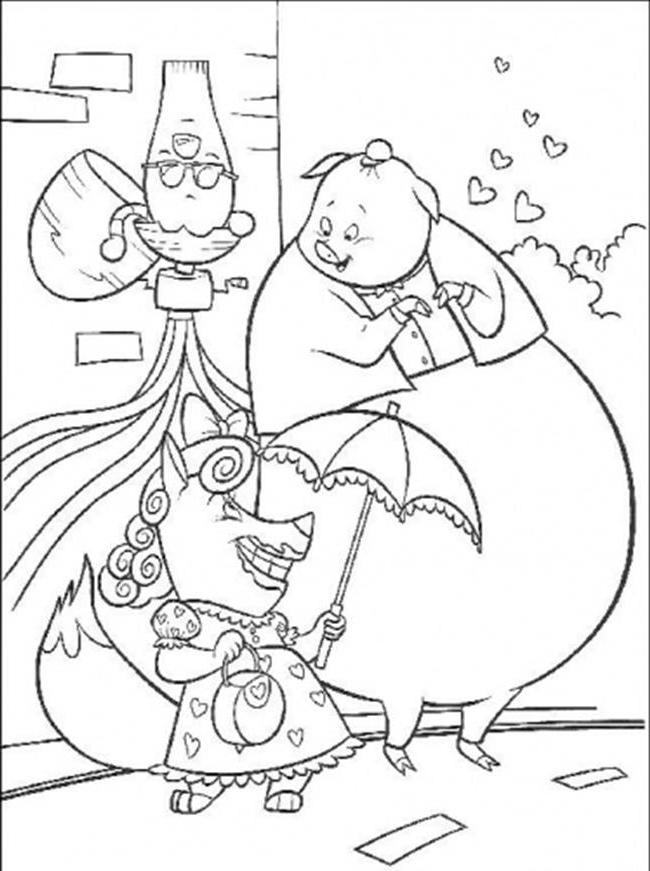 Pig Falling In Love Coloring Page - Chicken Little Cartoon