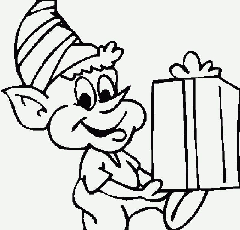 Christmas Elves Got Gifts Coloring Page 