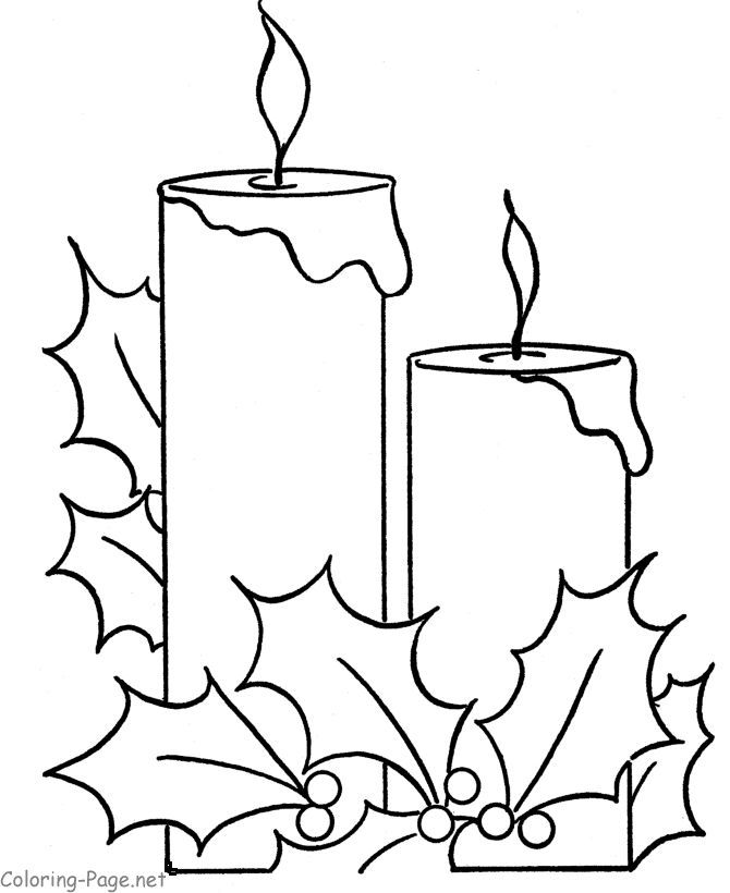 Christmas coloring book page - Holiday Candle | Drawings