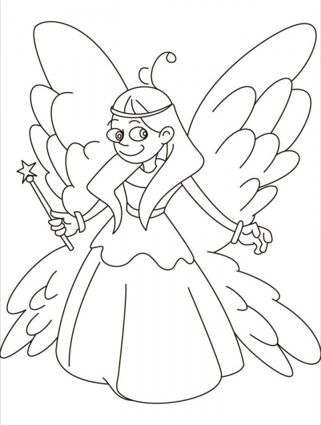 Coloring Pages A Fairy Free Download For Kids HD Printable