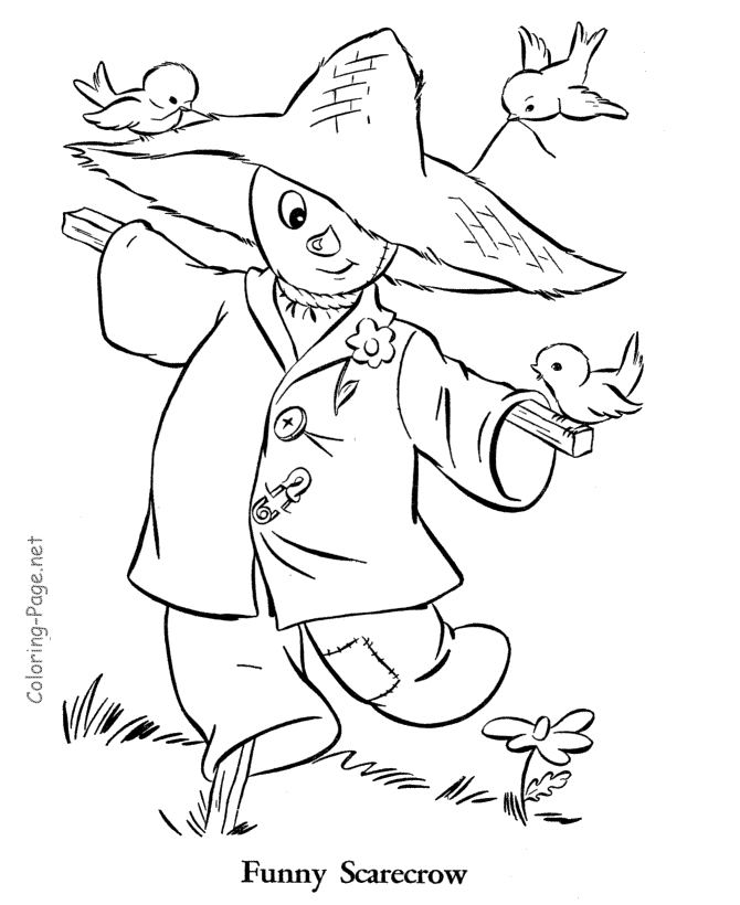 Fall coloring page - Autumn scarecrow | Nanny Ideas