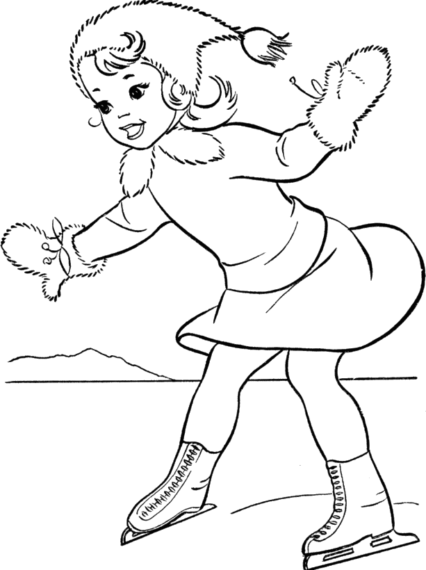 Ice Skating : Winter Ice Skating Coloring Pages, Smurf Playing Ice