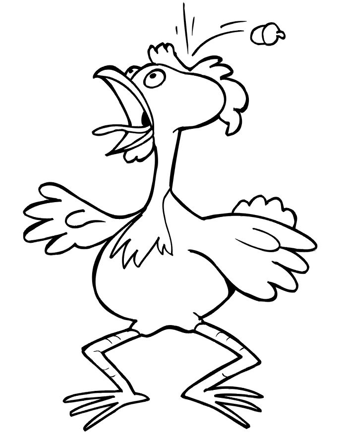 Chicken Coloring Page | An Acorn Hitting Chicken Littles Head
