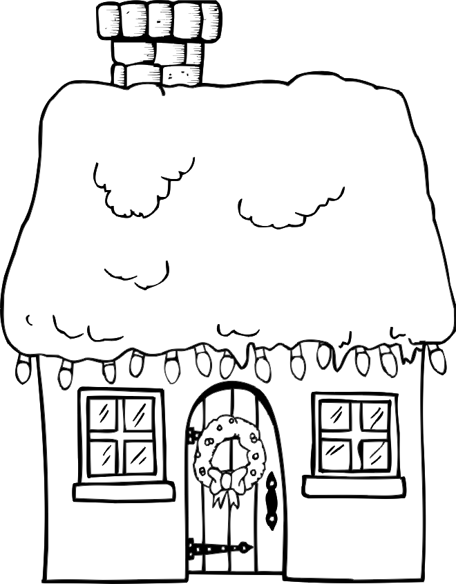 Simple Christmas House Drawing Clip Art Library