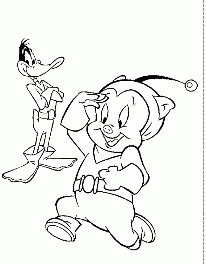 Daffy Duck And Friend Coloring Pages - Looney Tunes Cartoon