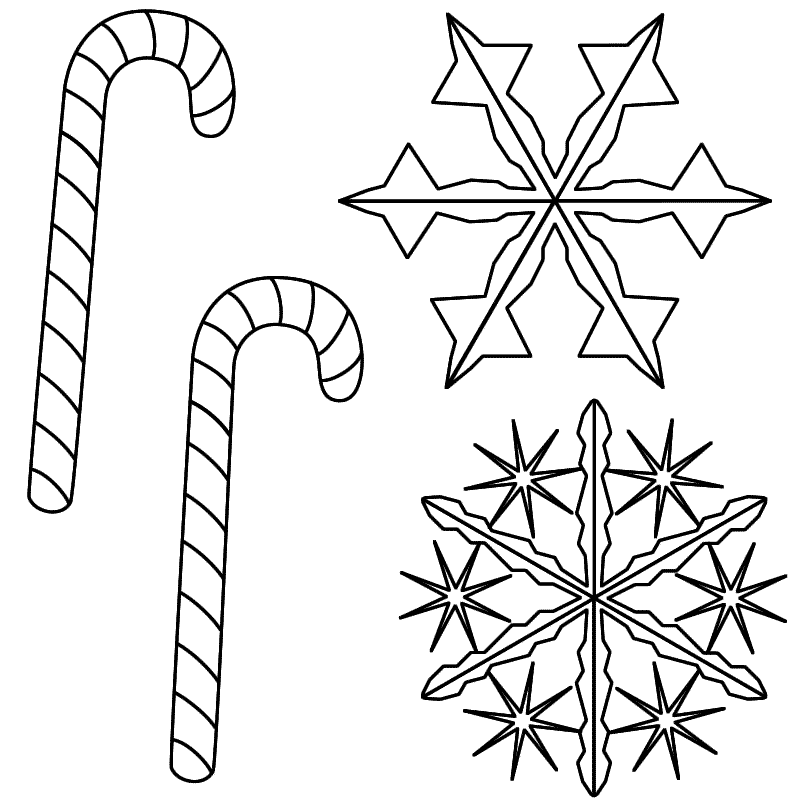 Candy Canes with Snowflakes - Coloring Page 