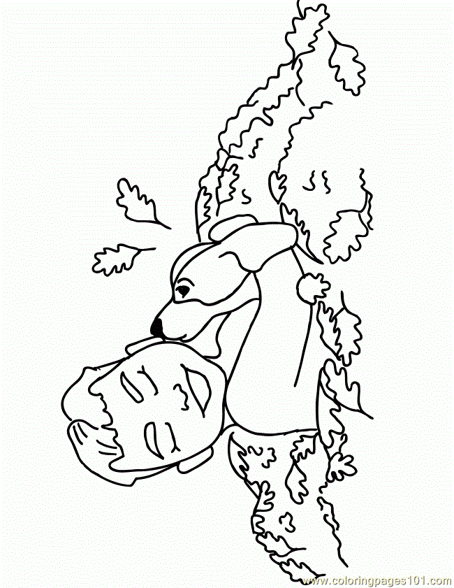 Coloring Pages Boy Beagle Leaves (Animals  Others)| free printable